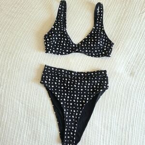Aerie Black & White Polka Dot Bikini / Cheeky High Waist / M